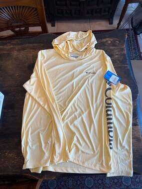 Columbia Mens Rapid Creek Hoodie Yellow UPF 50 Omni-Shade Sun Protection Size L